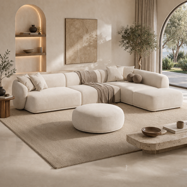 Luna Corner Sofa by Urbana Craft styled in a luxury contemporary living room.