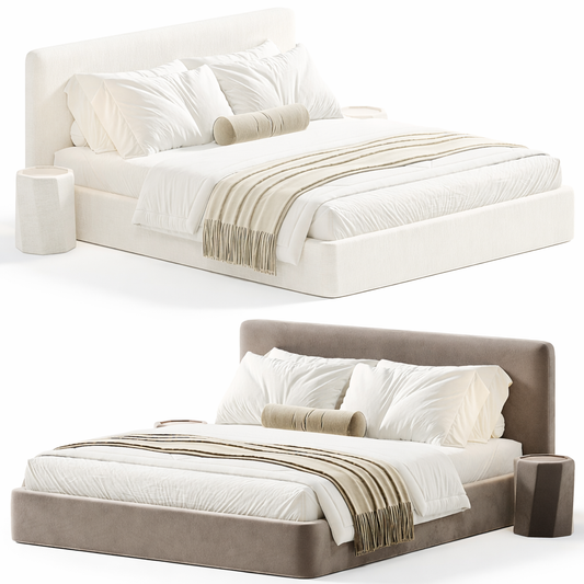 Nova Frame Bed by Urbana Craft shown in dual studio views highlighting its premium design and sculptural silhouette.