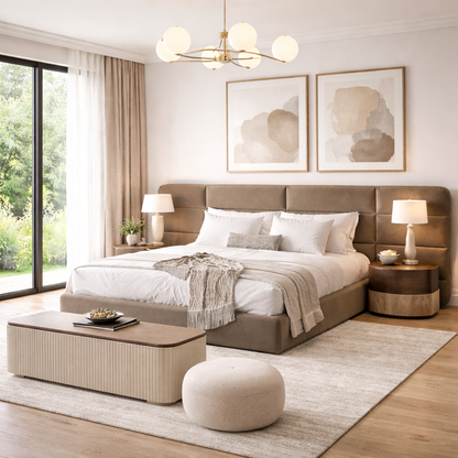 Aura Panel Bed by Urbana Craft furnished in a premium architectural bedroom.