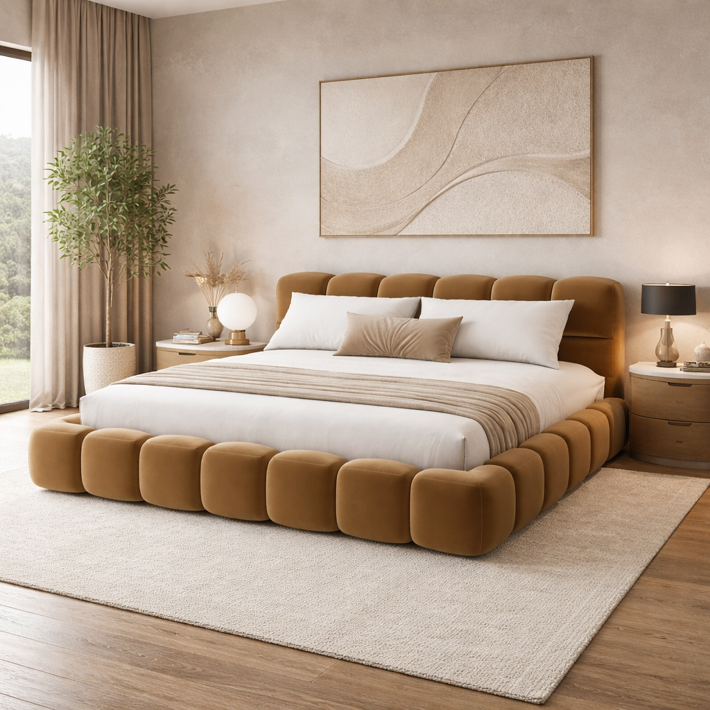 Cloud Bubble Bed by Urbana Craft styled in a luxury contemporary bedroom.