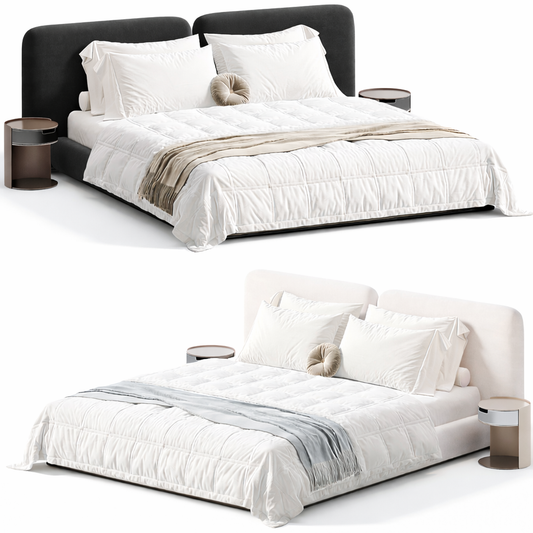 Double Arch Bed by Urbana Craft shown in dual studio views highlighting its premium design and sculptural silhouette.