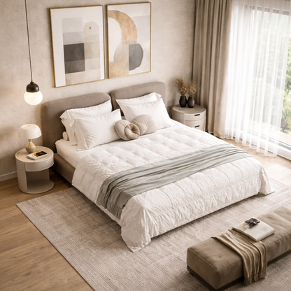 Double Arch Bed by Urbana Craft presented in a luxury designer bedroom.