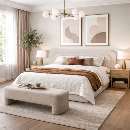 Double Board Deluxe Bed by Urbana Craft furnished in a premium architectural bedroom.