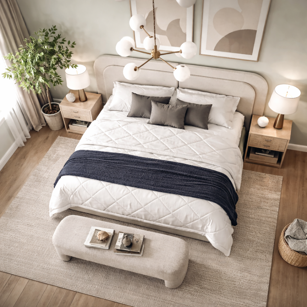Double Board Deluxe Bed by Urbana Craft presented in a luxury designer bedroom.