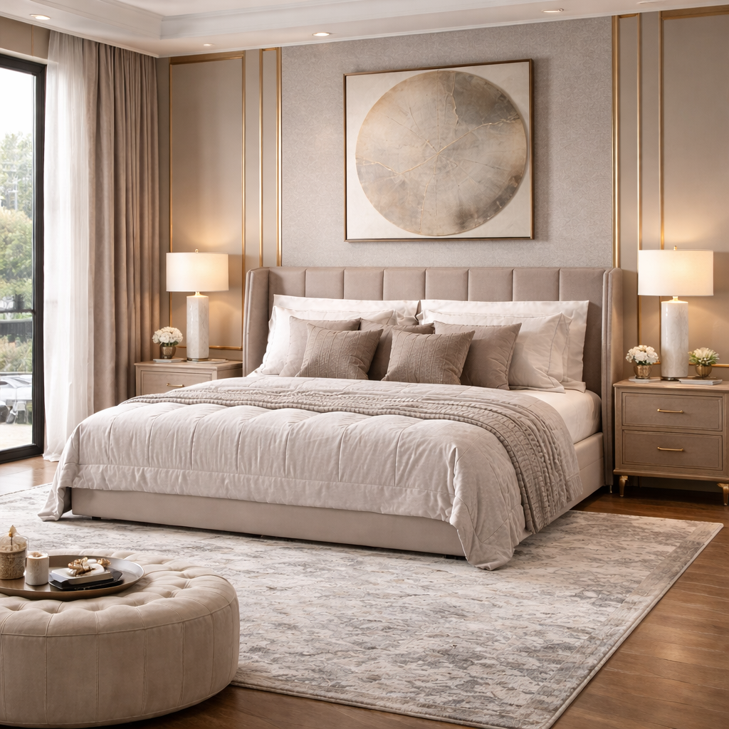 Eclipse Frame Bed by Urbana Craft furnished in a premium architectural bedroom.