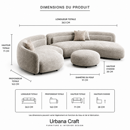 Halo Curve Sofa dimensions sheet showing technical specifications and measurements.