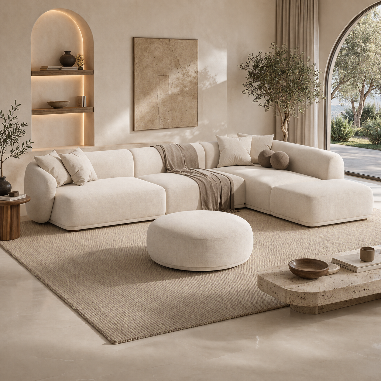 Luna Corner Sofa by Urbana Craft styled in a luxury contemporary living room.