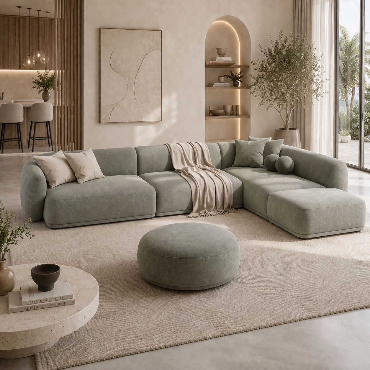 Luna Corner Sofa by Urbana Craft presented in a luxury designer living room.