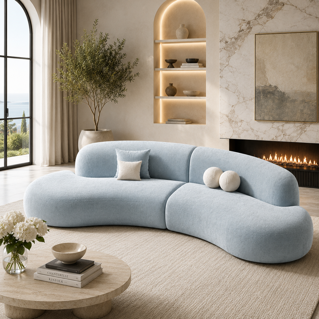 Oria Sofa by Urbana Craft furnished in an elegant modern residence featuring premium materials and organic design.