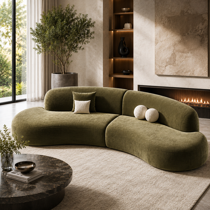 Oria Sofa by Urbana Craft showcased in a sophisticated luxury villa interior with contemporary styling.