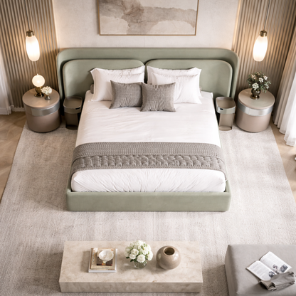 Orion Crest Bed by Urbana Craft presented in a luxury designer bedroom.