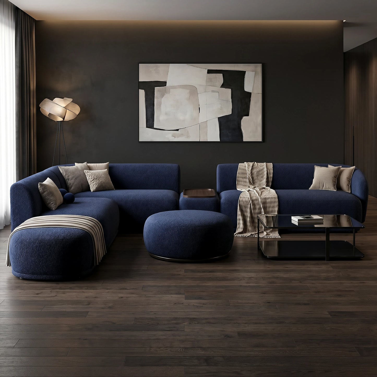 Pearl Sofa by Urbana Craft presented in a luxury designer living room.