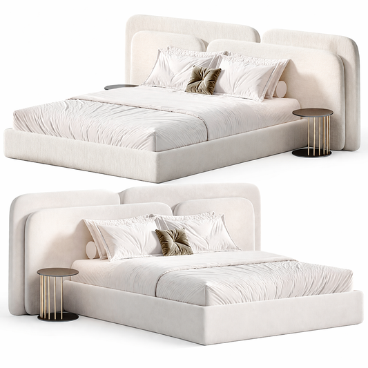 Quartus Arch Bed by Urbana Craft shown in dual studio views highlighting its premium design and sculptural silhouette.