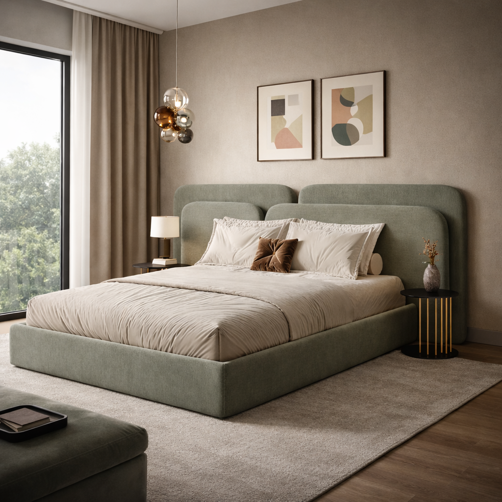 Quartus Arch Bed by Urbana Craft furnished in a premium architectural bedroom.