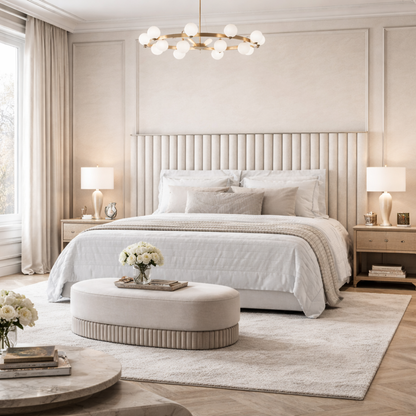 Roman Pillar Bed by Urbana Craft showcased in a refined modern master suite.