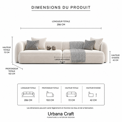 Sculpted Form Sofa dimensions sheet showing technical specifications and measurements.