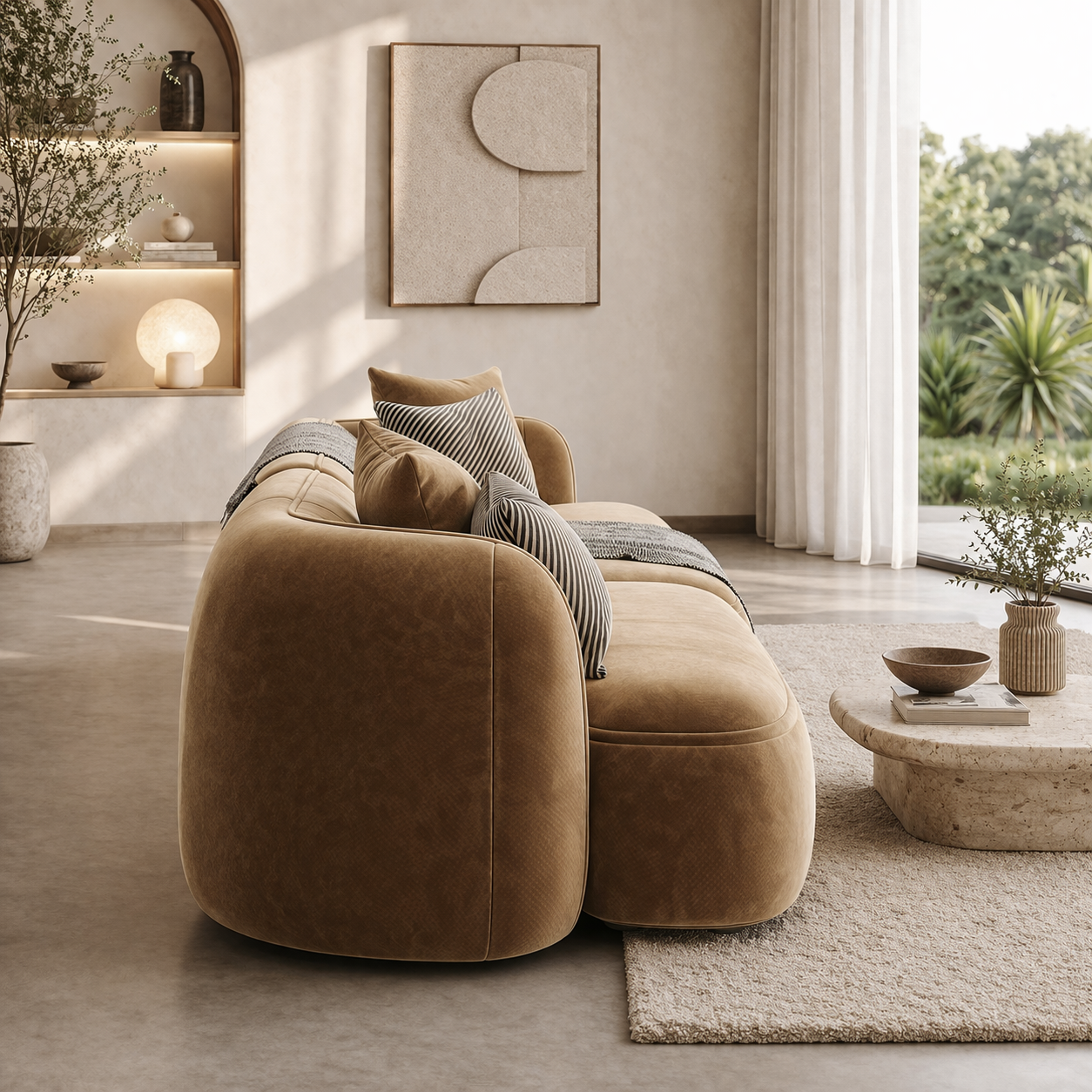 Sculpted Form Sofa by Urbana Craft showcased in a refined modern residence.