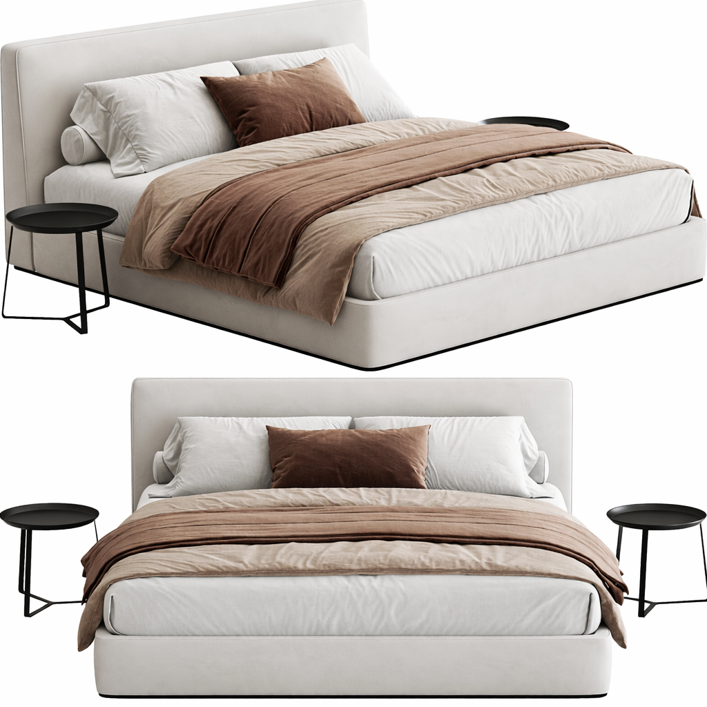 Simple Roadster Bed by Urbana Craft shown in dual studio views highlighting its premium design and sculptural silhouette.