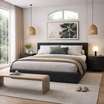 Simple Roadster Bed by Urbana Craft styled in a luxury contemporary bedroom.