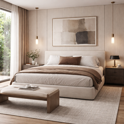 Simple Roadster Bed by Urbana Craft showcased in a refined modern master suite.