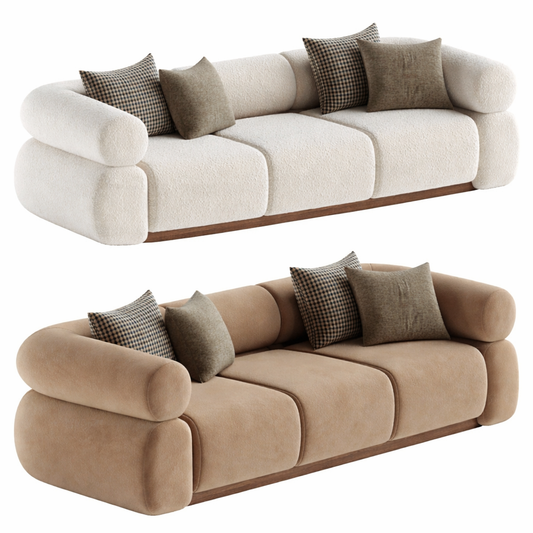 Urbana Cloud Sofa by Urbana Craft shown in dual studio views highlighting its premium design and sculptural silhouette.