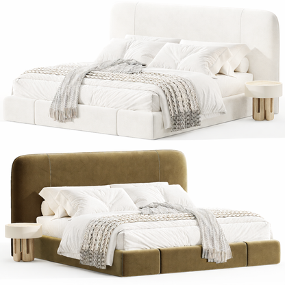 Velora Crest Bed by Urbana Craft shown in dual studio views highlighting its premium design and sculptural silhouette.